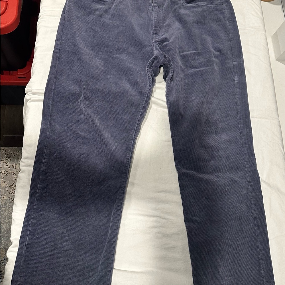 Quince Men’s Organic Cotton 5 Pocket Corduroy Pants, 36x30, Storm Blue, Like New